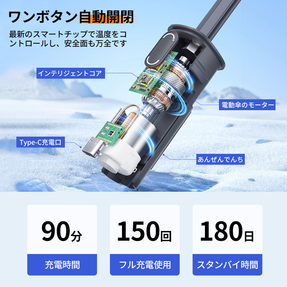 スマート電動折りたたみ傘自動開閉逆折り式UVカット晴雨兼用