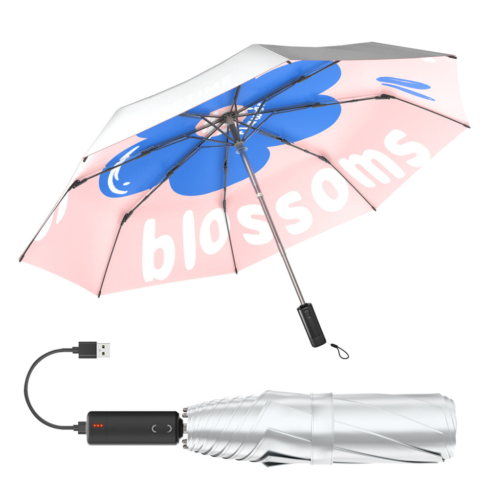 電動折りたたみ傘 シルバーチタンゲルコーティング ワンボタン自動開閉 UPF50+晴雨兼用