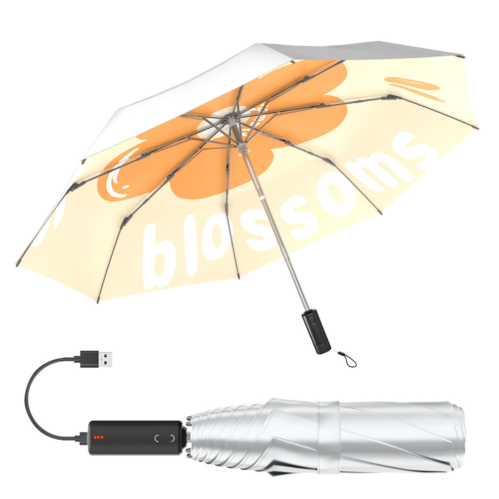 電動折りたたみ傘 シルバーチタンゲルコーティング ワンボタン自動開閉 UPF50+晴雨兼用