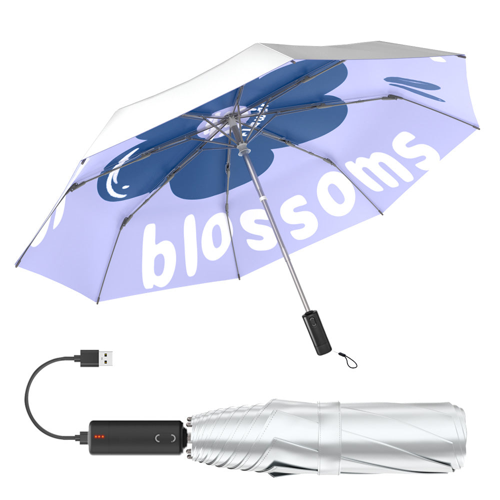 電動折りたたみ傘 シルバーチタンゲルコーティング ワンボタン自動開閉 UPF50+晴雨兼用